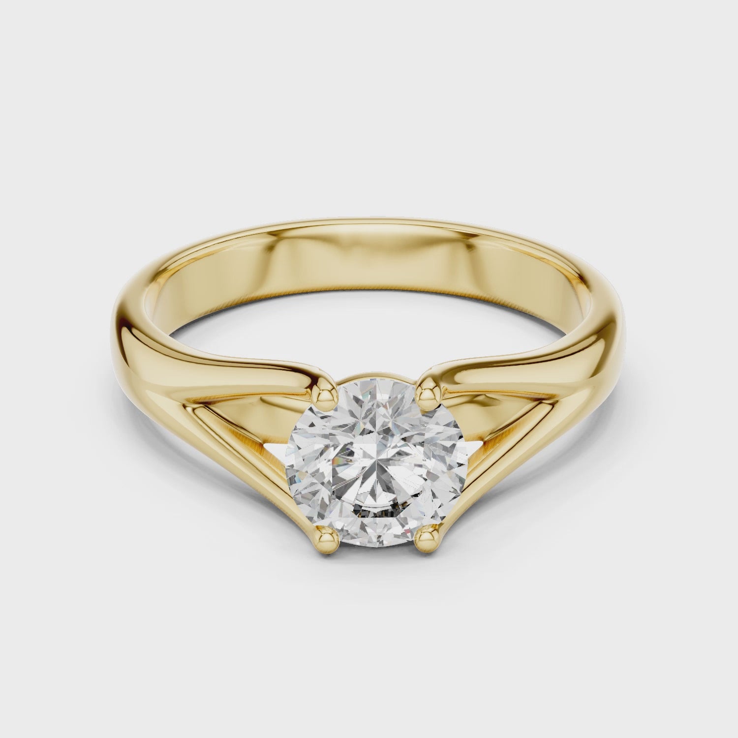 Elegant Split Shank 1-CT Round Diamond Engagement Ring in 14-KT White Gold